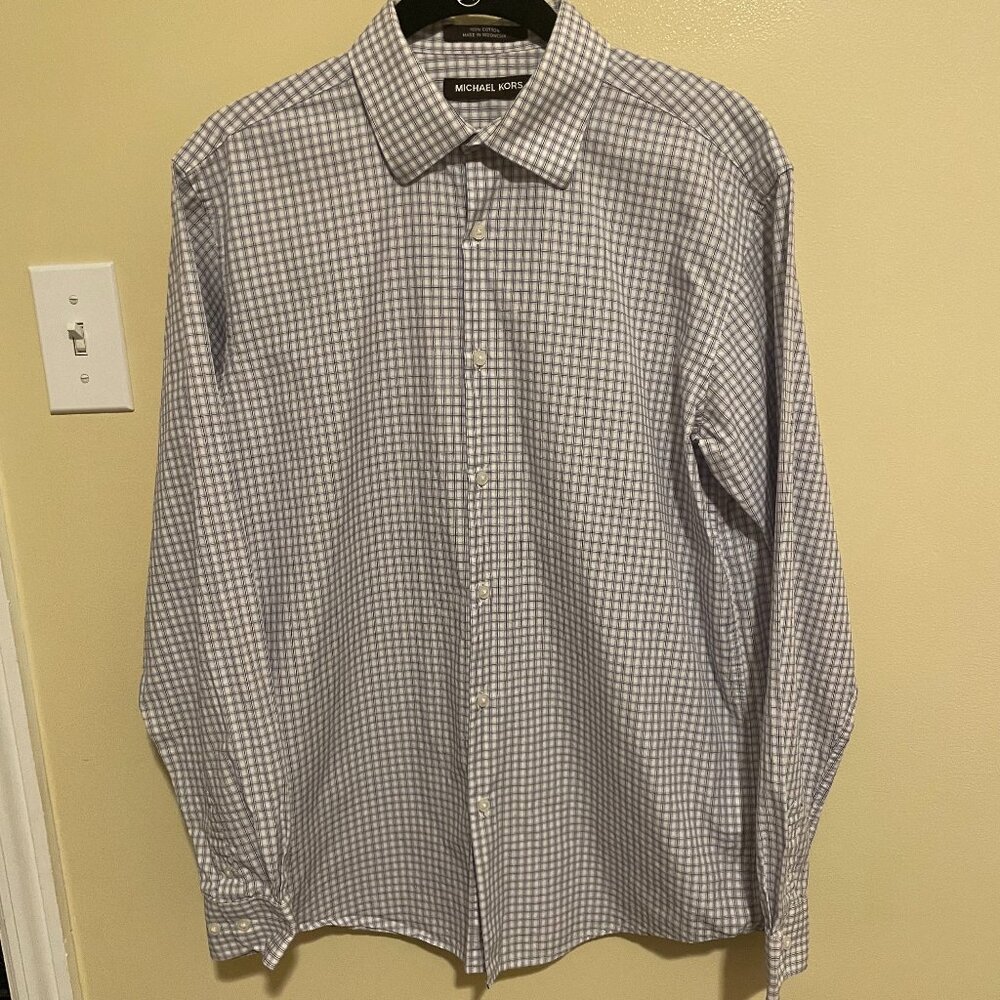 Michael Kors Boys Size 20 Gingham Button Down Shirt